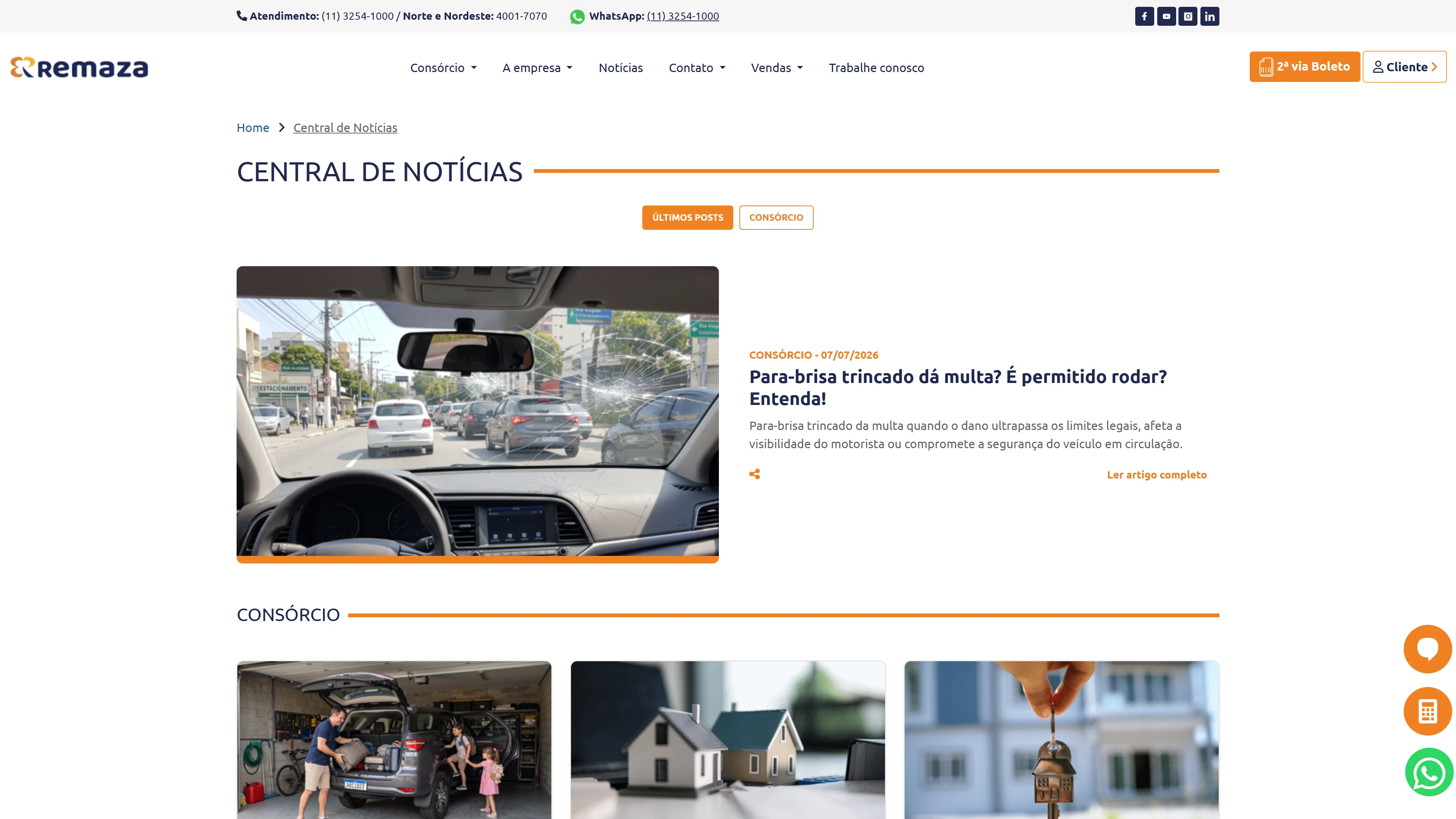 Central de Notícias do Consórcio Remaza com conteúdos sobre consórcio e assuntos relacionados